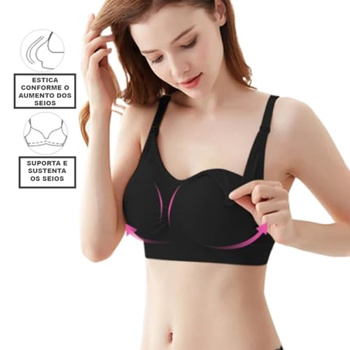Sutiã Soutien De Amamentação Tecido Macio Confortável Bojo (Lilás, G)
