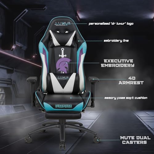 Dr Luxur Polyurethane Overpower Gaming Chair For Gaming,Home Office&Study- Perfect For Work From Home With Lumbar Support,4D Armrest,Footrest&180... - Image 6