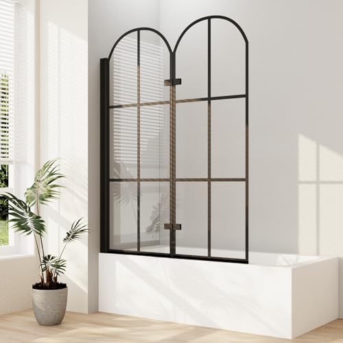 Duschwand für Badewanne Schwarz, Duschwand 120x140cm 2-teilig faltbar Duschwand Badewannenaufsatz Schwarz Badewannenfaltwand Duschabtrennung für Badewanne mit 6mm ESG Sicherheitsglas