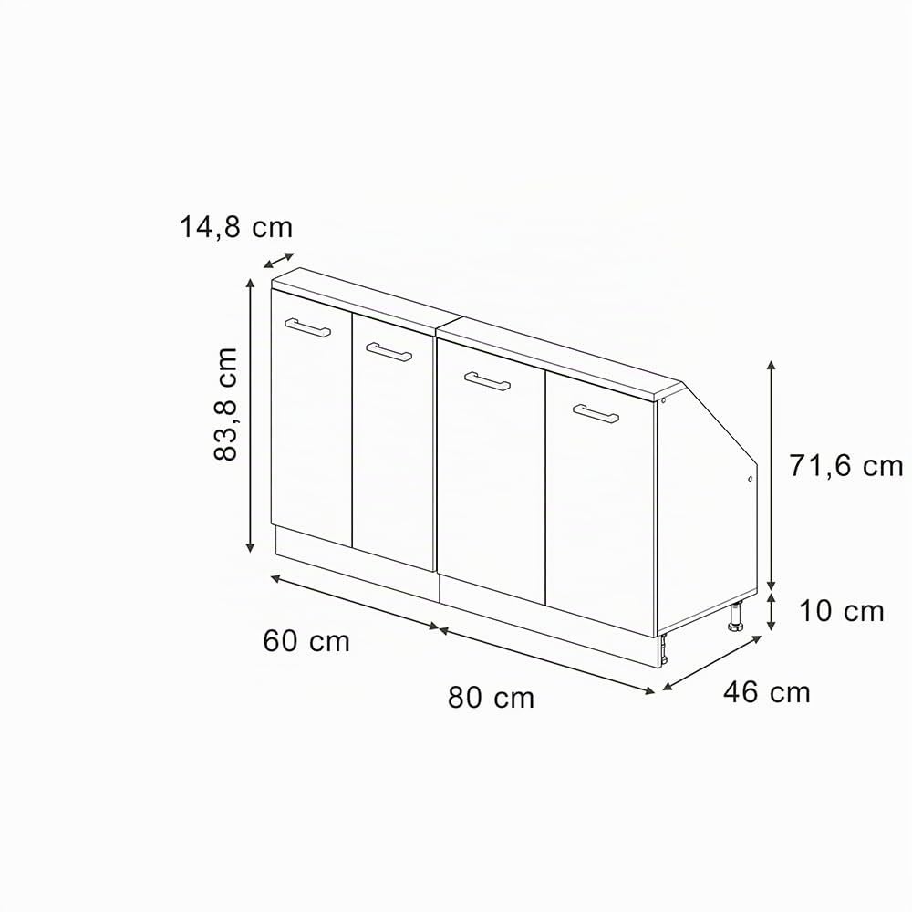 Vicco Ensembles de Meuble de Rangement sous Pente Rion, Chêne doré/Blanc | L140 x P46 cm , Lot de 2, gain de place pour les pièces mansardées