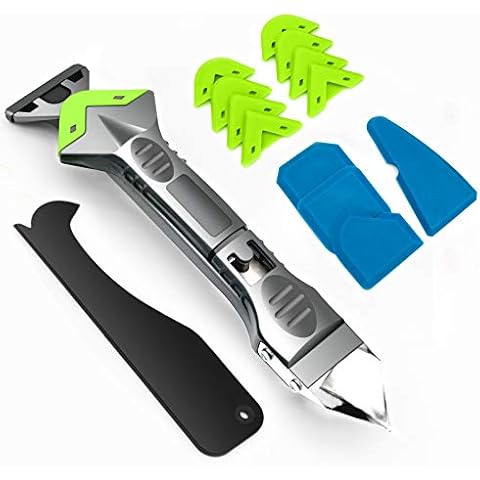 JUNEU 5 in 1 Caulking Tool Kit Sealant Finishing Tool Caulk Remover Mastic Tools Sealant Remover Tool Silicone Sealant Remover for Bathroom Kitchen Room Floor Corner Cover