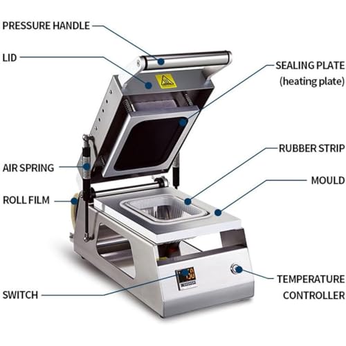CYMYYDS Commercial Meat Tray Heat Sealer, Semi Automatic Food Take Away Packing Machine, Manual Food Container Tray Sealer, Hand Pressure Takeaway Box Sealing Machine