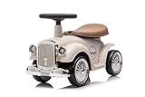 Baroni Toys Vintage Rutschfahrzeug für Kinder von 12 bis 36 Monaten, Retro Rutschauto mit Hupe, Staufach, Lenkstange und stabilen Rädern zum Laufenlernen, 25x59x35 cm (Weiß)