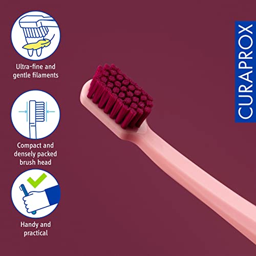 Image of Curaprox CS 12460 Velvet Soft Toothbrush - Sensitive Gum Care | Ultra-Gentle Cleaning with 12,460 Filaments | Single Pack, Pink-Fuchsia