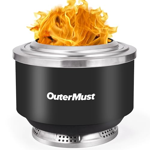 Smokeless Outdoor Fire Pit with Stand and Ash Pan