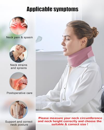 Image of Neck Brace for Sleeping - Cervical Collar Relief Neck Pain and Neck Support Soft Foam Wraps Keep Vertebrae Stable for Relief of Cervical Spine Pressure for Women & Men Rose Pink Medium Size
