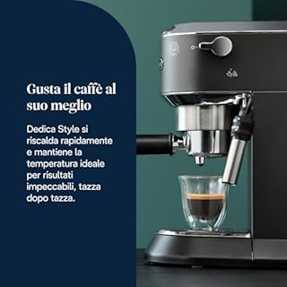 De’Longhi Dedica Style – Perfetto Macchina da Caffè Espresso, Compatibile con Cialde ESE, Montalatte Manuale per Cappuccino, Pannello di Controllo con Pulsanti, Larghezza 15 cm, Nero (EC685.BK)