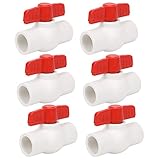 6Pcs 1/2' PVC Ball Valve Water Pipe Shut-off Valve Socket with Red T-Handle for Cold Water Supply lines, Irrigation Pipe fitting System(Socket x Socket), Schedule 40