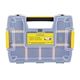 STANLEY STST1-70720 Professional Heavy Duty 10 Compartment Sort Master Light Organizer, 2.5 Kg Weight Capacity, Customizable 8 Removable Dividers, Polypropylene Textured Lid, 11.6x29.3x22.4 cm