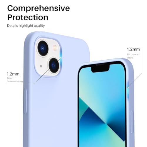 Image of ORNARTO Compatible with iPhone 13 Case 6.1, Slim Liquid Silicone 3 Layers Full Covered Soft Gel Rubber Phone Case Protective Cover 6.1 Inch-Baby Blue