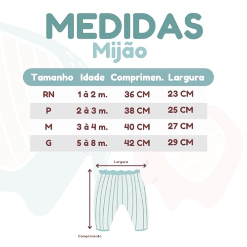 Conjunto 3 Peças Mijão Calça Canelado Vira Pé Roupa De Bebê 100% Algodão Menino Menina Unissex (Meni