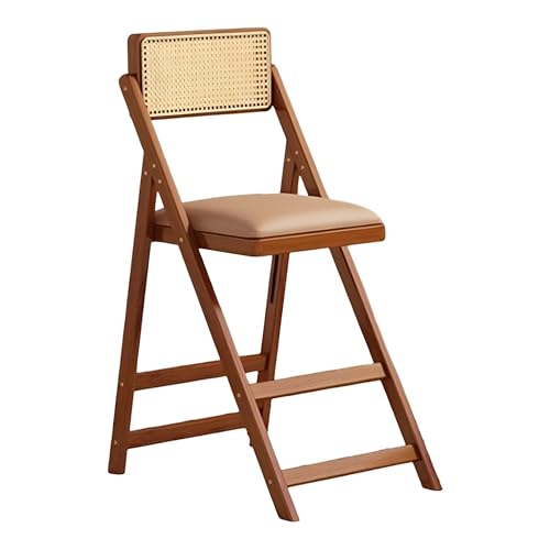 Taburete de Bar con Asiento Acolchado 60/70 Cm, Madera Taburete Plegable con Respaldo y Reposapiés, Capacidad 100 Kg(70cm/28in)