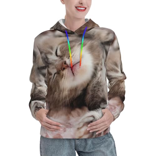 Sweat à capuche imprimé chat pour vos moments de détente cocooning