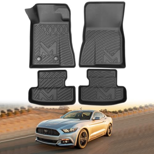 TPE Automotive Floor Mats Custom for 2015-2025 Ford Mustang All Weather Cover Protection Waterproof Black Floor Liner Front & Rear Row Full Set Car Mats 4PCS