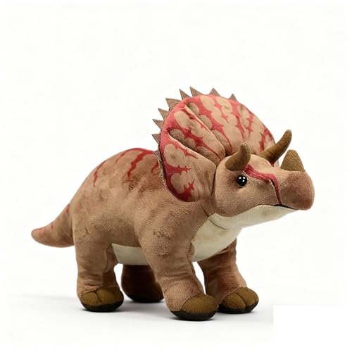 RLOMUTE Peluche Dinosaurio Dragon Animal Realista Suave y Lindo para Juguete de Fiesta Dormitorio Coche Decoración del Hogar Regalo Coleccionable para Niños Niñas 3 4 5 6 años - Triceratops