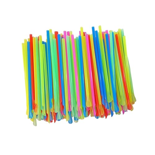 EXQUIMEUBLE 50個 使い捨てスプーンストロー 複色 カラー氷スムージー ミルクシェーク兼用飲料撹拌 飲み用ストロー