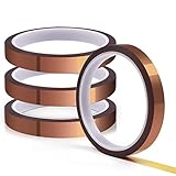 HTVRONT Heat Resistant Tape - Heat Tape Sublimation 4 Rolls Heat Transfer Tape, Brown Heat Proof Tape 10mm*33m Kapton Tape for Electronics Printing Heat Transfer Vinyl Art Crafts Clothes