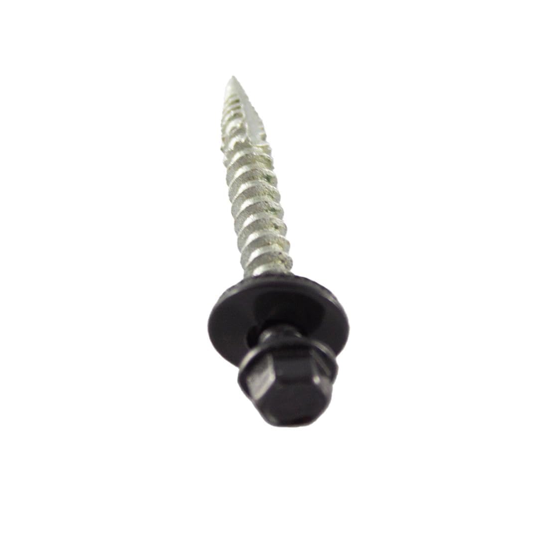 Metal Depot Orange Black Wood Screw #10 x 1-1/2 Self Tapping Roofing and Wood Fastener with EPDM Sealing Washer, 1/4 Inch Hex Head, Superior Corrosion Protection, 250 Piece Painted Carbon Steel Screws