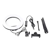 UN - 206 3 - 調光可能なカラー20cmリングライト、LED三脚スタンドアークフィルランプ、ビューティーフォトおよびライブストリーミング用、屋内・屋外両用のコンパクトデスクトップ自撮りリングライト