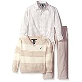 Nautica Little Boys' Three Piece Sweater Woven and Pull On Pant