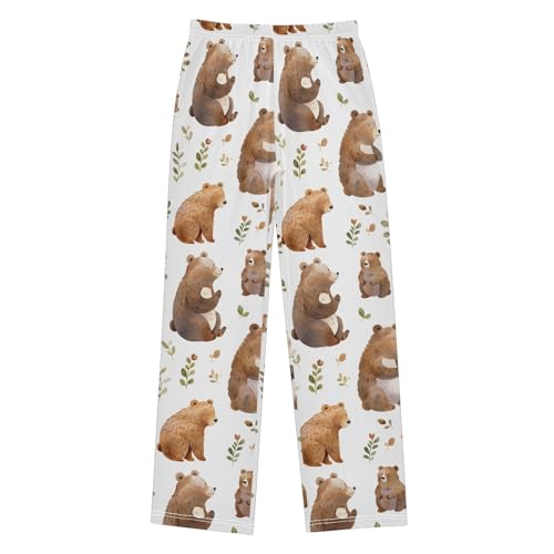 Pajama Pants Bear Leaves Long Sleep Pants Lounge Bottoms