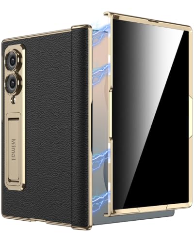 Miimall Samsung Galaxy Z Fold 8�p���U�[�P�[�X�A�v���C�o�V�[�X�N���[���v���e�N�^�[&�q���W�ی�&�L�b�N�X�^���h�t���A�X�������^�ϏՌ��t���{�f�B���O�W���A���[�d�b�J�o�[�AZFold 8���C�h�X�^���h�P�[�X�S�[���h�u���b�N