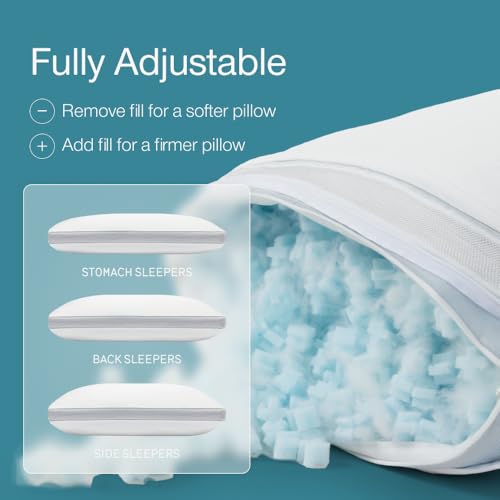 Image of Coop Home Goods Extra Oomph Cool+ Pillow Fill, Gel-Infused, Plus Shaped Memory Foam Filling for More Airflow, Extra Fill Filler for Eden Cool+ Pillows, GREENGUARD Gold & CertiPUR-US Certified