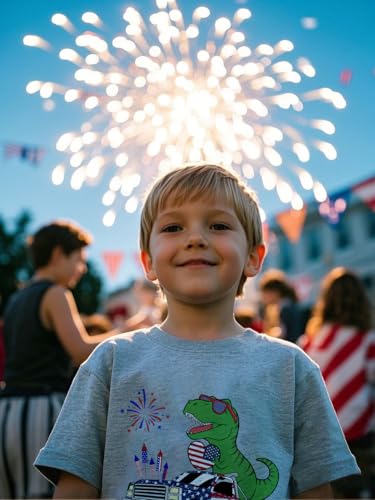 Kids 4th of July Shirts Boys American Flag T-Shirt Toddler Patriotic Top Short Sleeve Cotton Tees Clothes Age 2-104