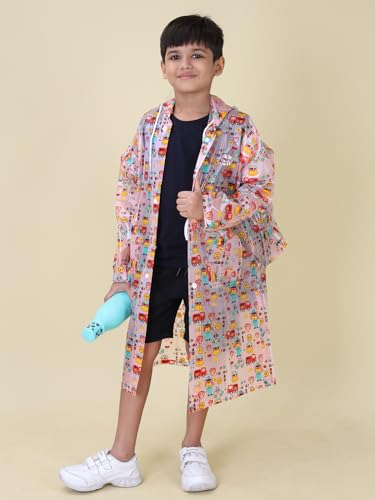 Image of Rupa Unisex Pvc Kid Rainwear For Kids, Waterproof Pvc Rain Standard Length Jacket With Carry Bag, Teddy Printed Design, Pack Of 1