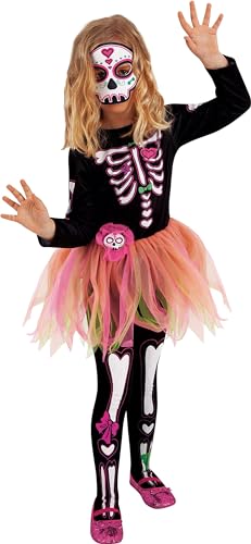 Rubies Disfraz Sweet Skelita Tutuween para niñas, Vestido con falda tutu, medias, y máscara, Esqueletos, Skeletons para cosplay y fiestas