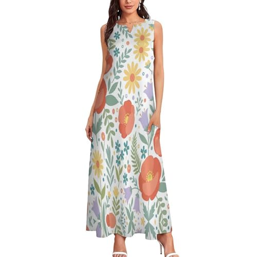 Robe longue femme boho fleurs imprimée blanche grande taille chic - 3