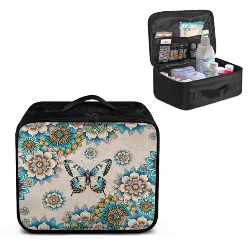 Uorisanigo First Aid Kit Bag Empty Small Boho Butterfly Medical Kit Bag Empty Travel Medicine Pouch Medical Supplies Organizer Bag Empty for Car Home Camping Hiking Office Emergency Kit