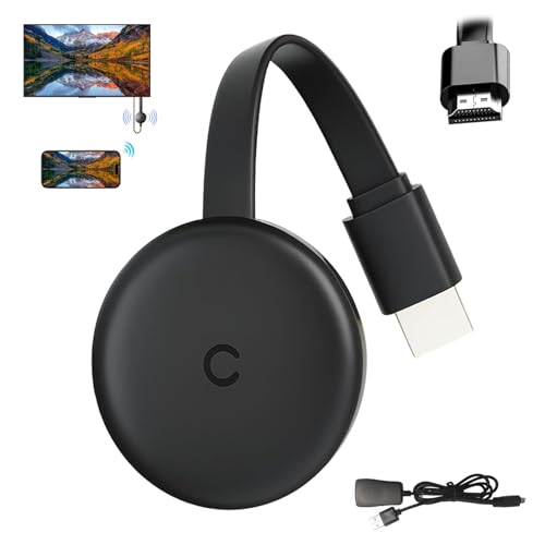 Chromecast, HD Wireless Display Adapter, Chromecast Device for TV 4K, Plug and Play, 2.4/5G Dual Band WiFi Dongle for TV Support Airplay/DLNA/Miracast for Android/Windows/iOS/Mac OS