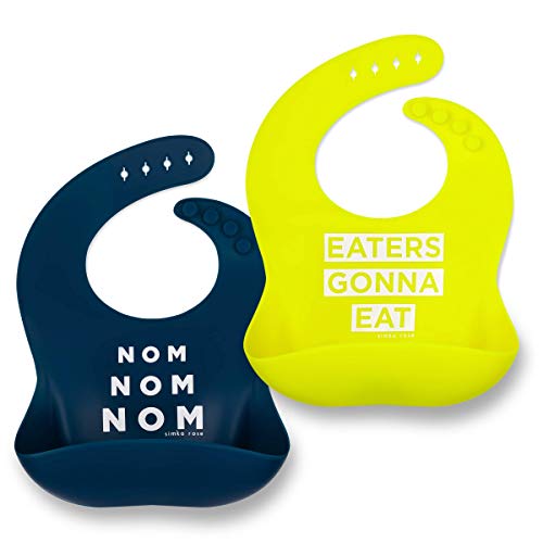 Image of Simka Rose Silicone Baby Bibs with Food Catcher - Adjustable Soft Catch All Bib for Boys & Girls - High Chair Dining Table