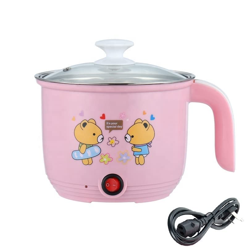 TONSYL Electric cooking pot travel,Soup Noodle Maker, electric cooker steamer boiler Rice Cooker, Food Steamer, Egg Cooker Egg Boiler, Slow Cooker with Glass Lid stainless steel student cooking pot
