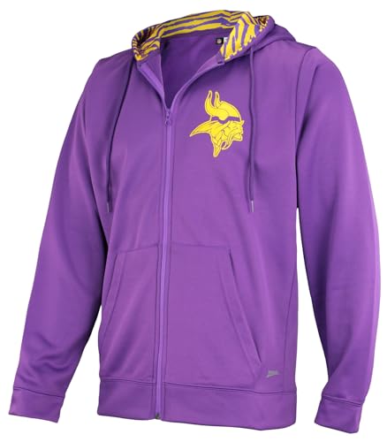 MINNESOTA VIKINGS TEAM COLOR FULL ZIP HOOD W/ 2-COLOR ZEBRA ACCENT & BACK GRAPHIC