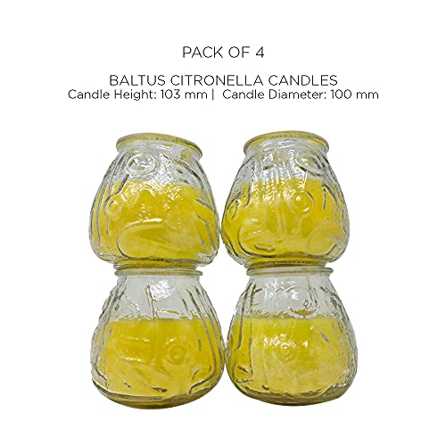 OnlineStreet Citronella Outdoor Scented Tealight Candles, Enclosed in Glass Jars - Yellow-Coloured, Strong Insect/Pest Repellent with Long-Lasting Burning Time for Outdoor/Indoor Use (Pack of 4)