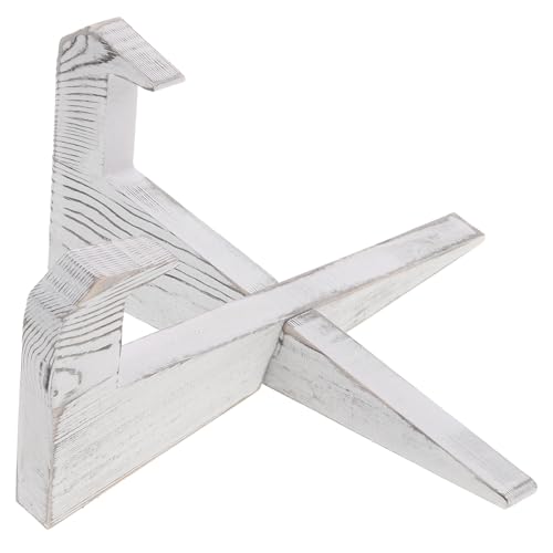 Gatuida Soporte para Libros de Cocina de Madera Envejecida Blanca, Atril de Lectura en Forma de X, Expositor Multifuncional para Recetas, Discos y Libros, Adecuado para Escritorio y