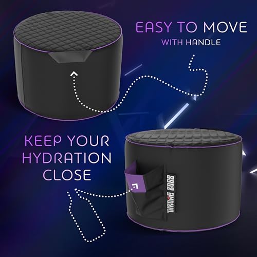 Throne Boss Gaming Footstool - Cover ONLY No Filling - Matching Bean Bag Chair Pouf/Ottoman - Round Gamer Foot Stool Footrest with Drink Holder (Purple) by Throne Boss - Image 5
