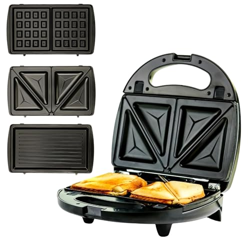 OVENTE 3 in 1 Electric Sandwich Maker, Panini Press Grill and Waffle Iron Set