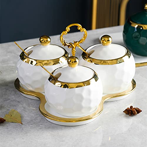 Zenfun Set Of 3 Ceramic Condiment Pots With Trays thumb #6