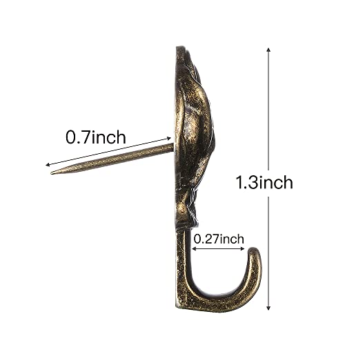 Image of 15 Pack Rose Shape Push Pin Hooks Picture Hangers for Hanging Or Holding Down Charts,Banners,Calendars,Posters,Picture,Photo Frame,Keys (Bronze)