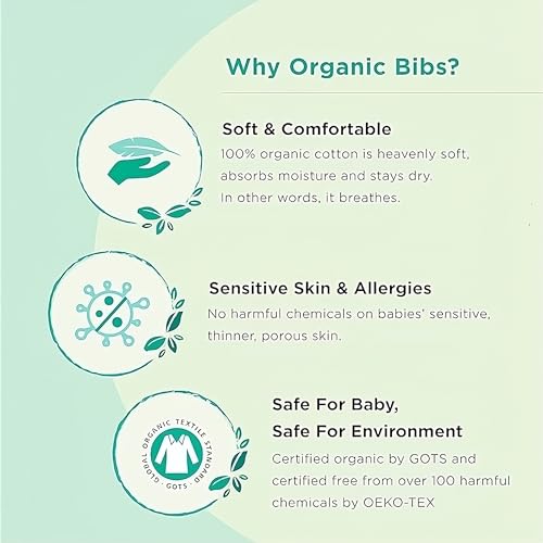 Image of KiddyStar Premium Organic Cotton Bibs for Drooling & Teething Babies