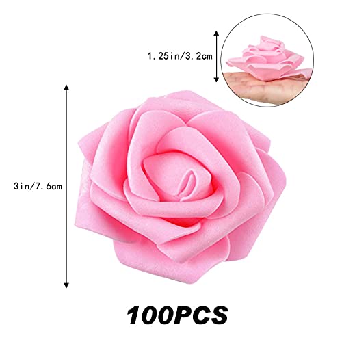 Ipopu 100 Pcs Artificial Rose Flower Heads Real Looking Baby Pink Fake Roses Flowers Foam Blush Roses For Diy Wedding Centerpieces Party Baby Shower Banquet Home Decorations (Pink, Stemless) #TOP2