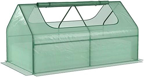 Outsunny Raised Garden Bed With Mini Greenhouse, Steel Outdoor Planter Box With Pe Cover, Roll