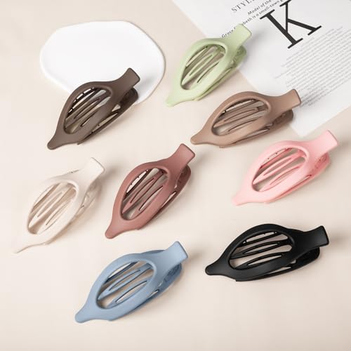 8 Pcs Flat Hair Clips for Women Girls, Flat Claw Clips for Thick Thin Hair, Hair Accessories Barrettes