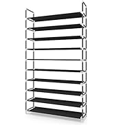 Awenia 10 Tiers Shoe Rack Organizer 60 Pairs,Adjustable Shoes Shelf Tower Metal Tall for Closet w...