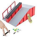 Finger Skateboard Rampe, Skate Park Mini Fingerboard Skate Ramps Kit Finger Skateboards mit Rampen Set Skatepark Ramps Finger Skate Boarding Ultimative Sporttraining Requisiten für Kinder