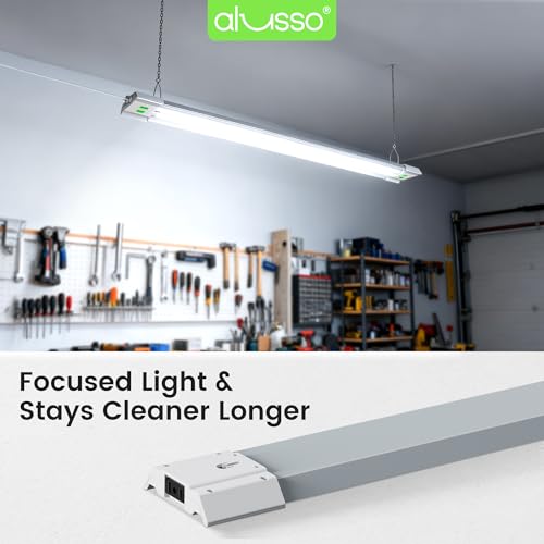 Image of ALUSSO LED Shop Lights 4FT with Reflector, 5000LM Super Bright, Adjustable 3000K-5000K Color Temperature, 120V, Warm to Cool Daylight Linkable Shop Lights for Workshop /Basement, 4 Pack