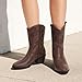 DREAM PAIRS Cowboy Boots for Women, Mid Calf Cowgirl Boots with Embroidery Round Toe Western Chunky Low Heel Shoes,Size 8.5,Brown,DWUMMB2505